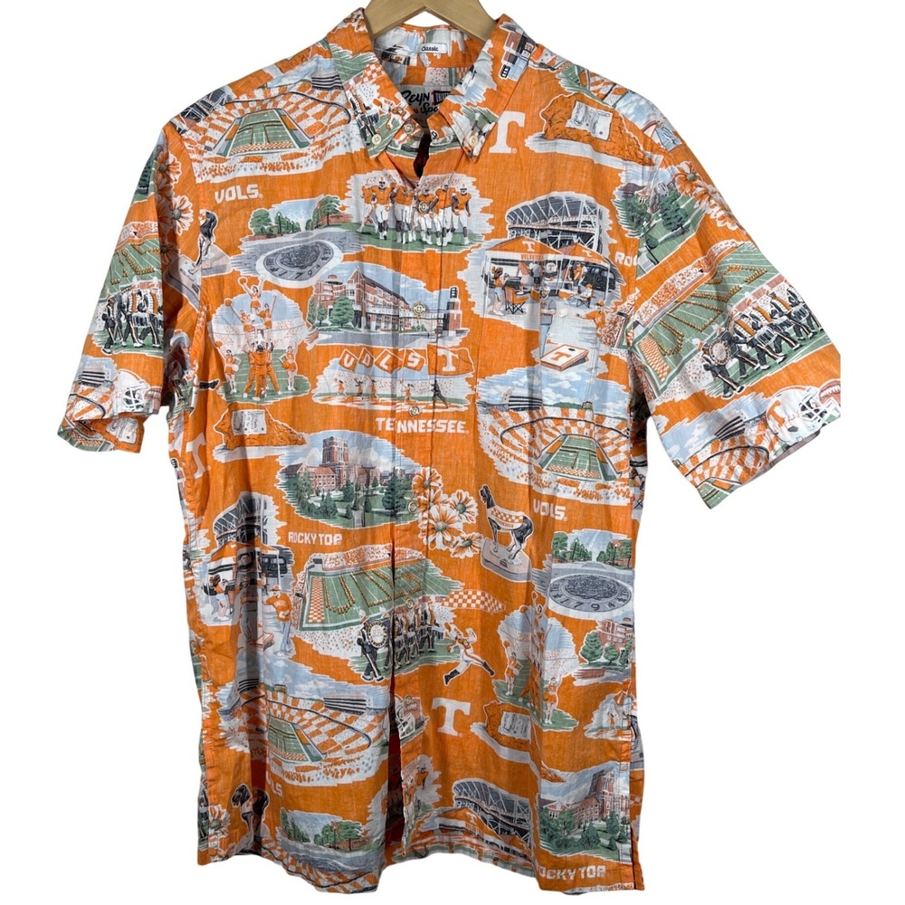 Reyn Spooner Tennessee Volunteers Orange Scenic Print Shirt Mens Large L